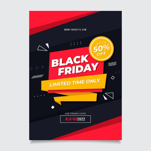 Free Vector black friday poster template with discount