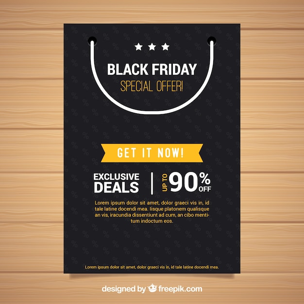 Free vector black friday poster with shopping bag