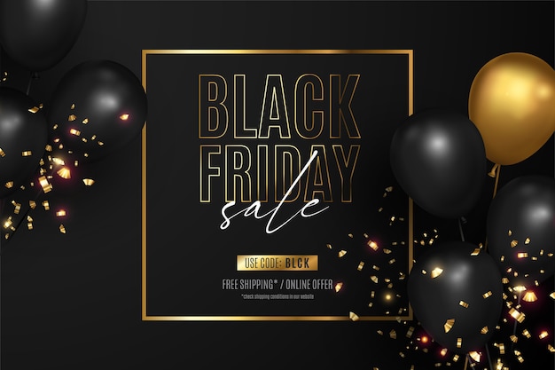 Black friday sale background with golden frame