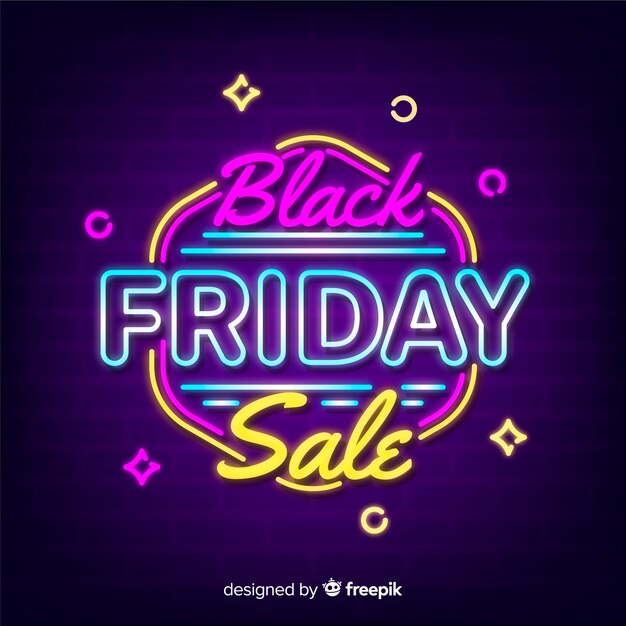 Black friday sale background with neon style 