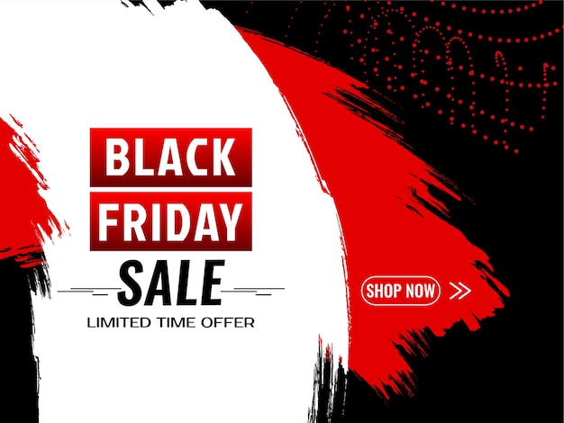 Black friday sale background with red and white brush strokes