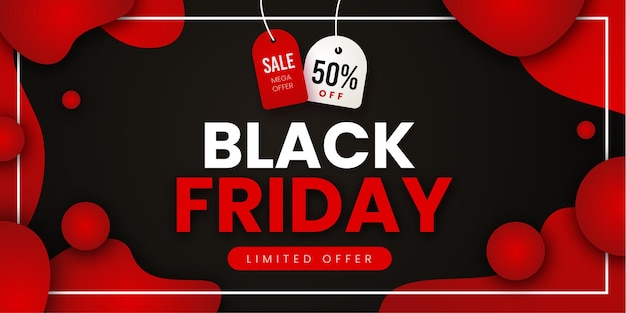 Black Friday Sale Banner in Red &amp; Black for social media and business purpose Free Vector