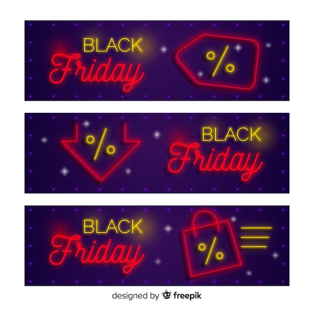 Free Vector black friday sale banner template in neon style