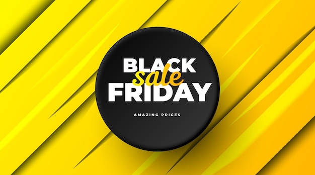 Black Friday Sale Banner Template with abstract yellow background and black label