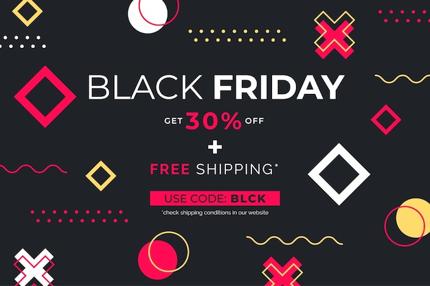 Black friday sale banner with geometrical shapes