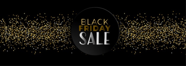 Black friday sale banner with golden glitter