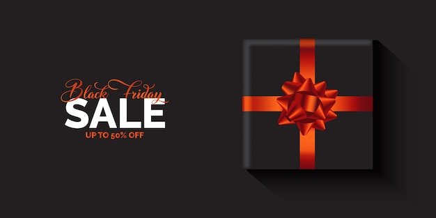 Free Vector black friday sale banner with a luxury gift design