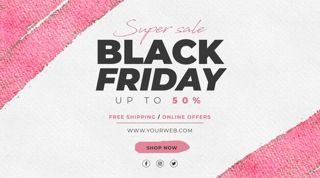 Black Friday Sale banner with pink stains