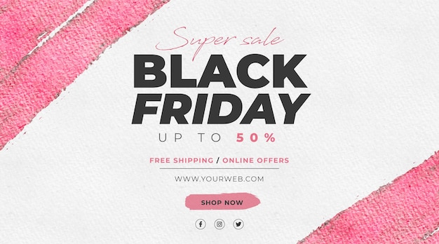 Black Friday Sale banner with pink stains