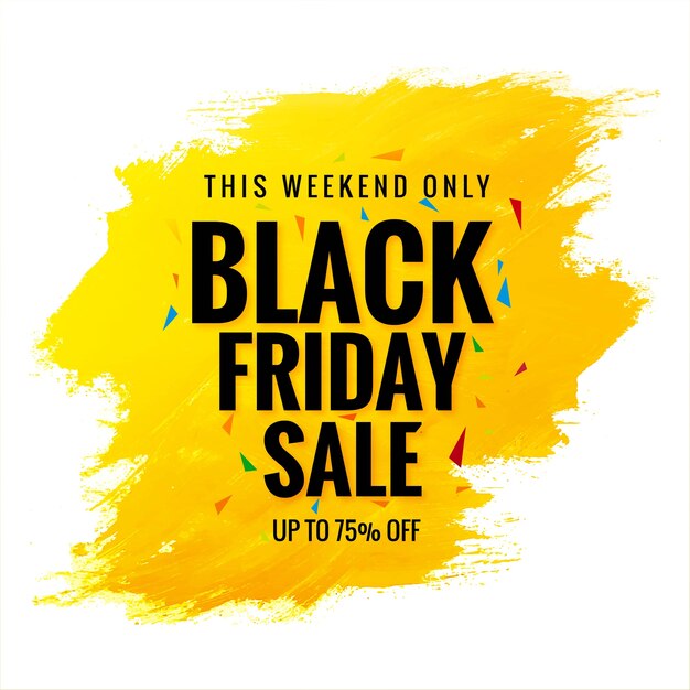 Black friday sale banner with yellow brush stroke