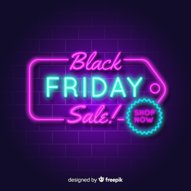 Black friday sale neon lights background 