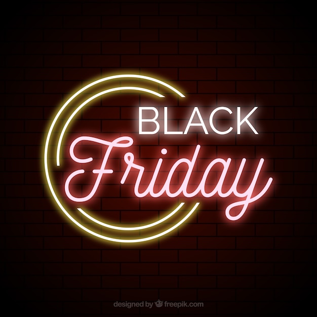 Black friday sale neon lights background 