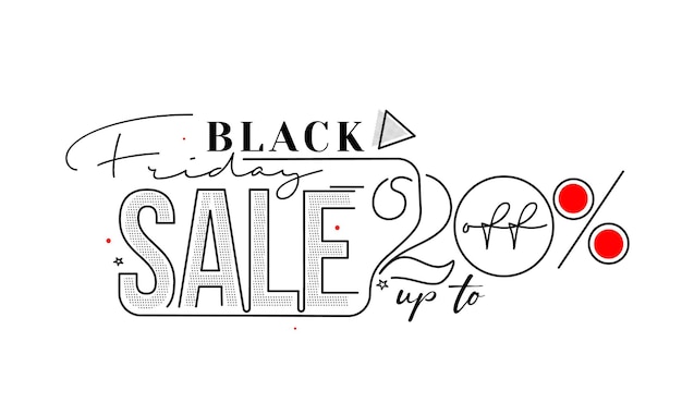 Black Friday Sale Promotion Poster or banner Design, Special offer 20% sale, Promotion and shopping vector template.