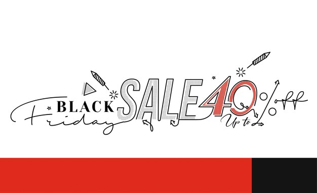 Black Friday Sale Promotion Poster or banner Design, Special offer 40% sale, Promotion and shopping vector template.