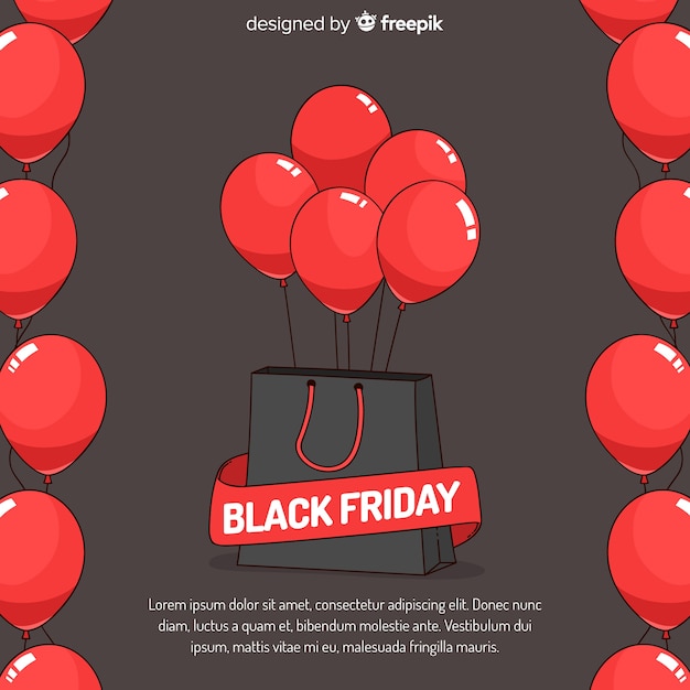 Free Vector black friday sales background with red balloons