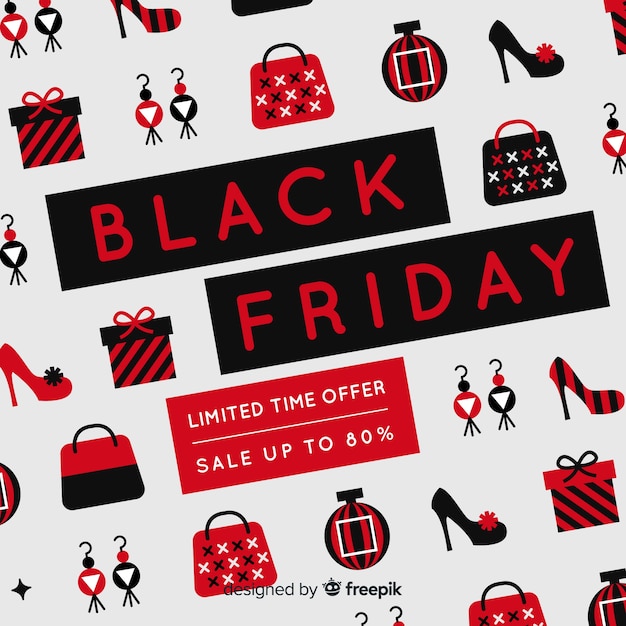 Free Vector black friday sales background with shopping elements 