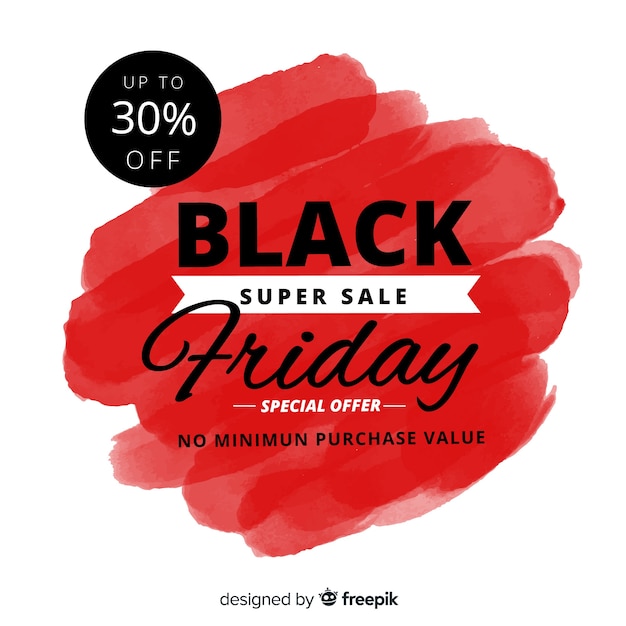 Black friday sales background with watercolor stains