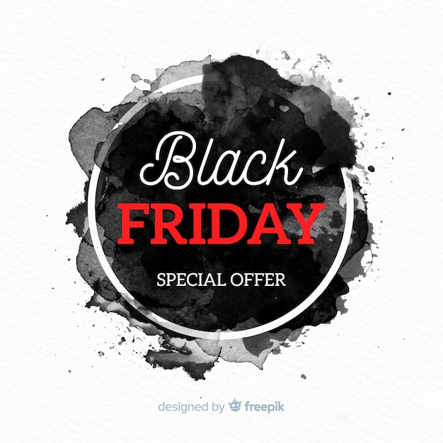 Black friday sales background with watercolor stains