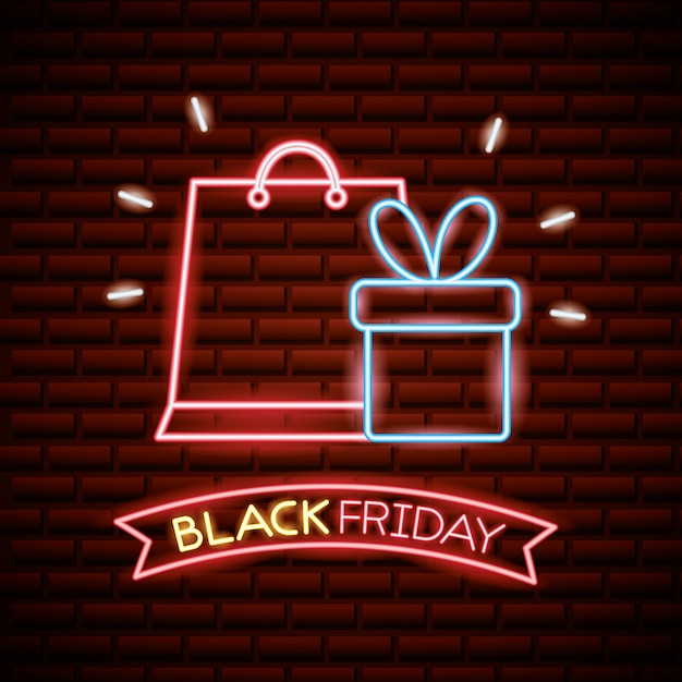 Free Vector black friday shopping sale in neon lights