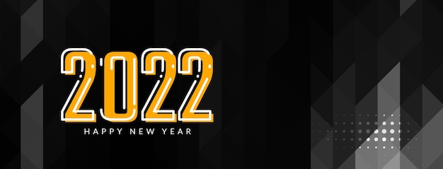 Black geometric Happy new year 2022 banner design vector