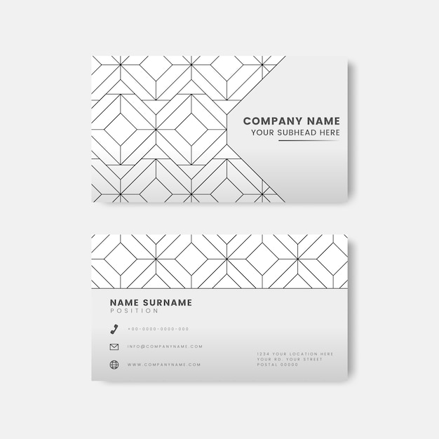 Black geometric pattern on white business card vector