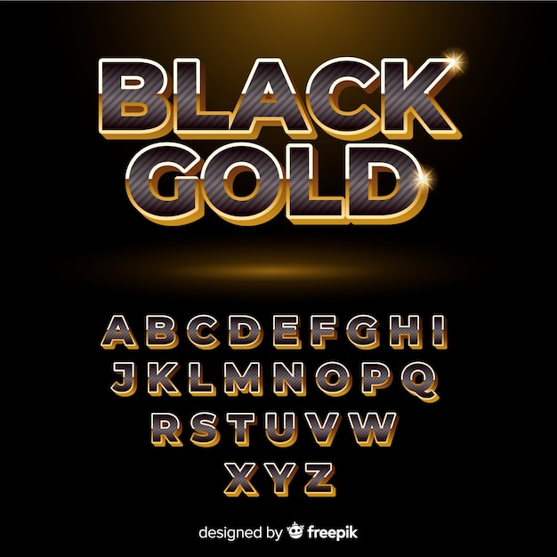 Black and gold alphabet