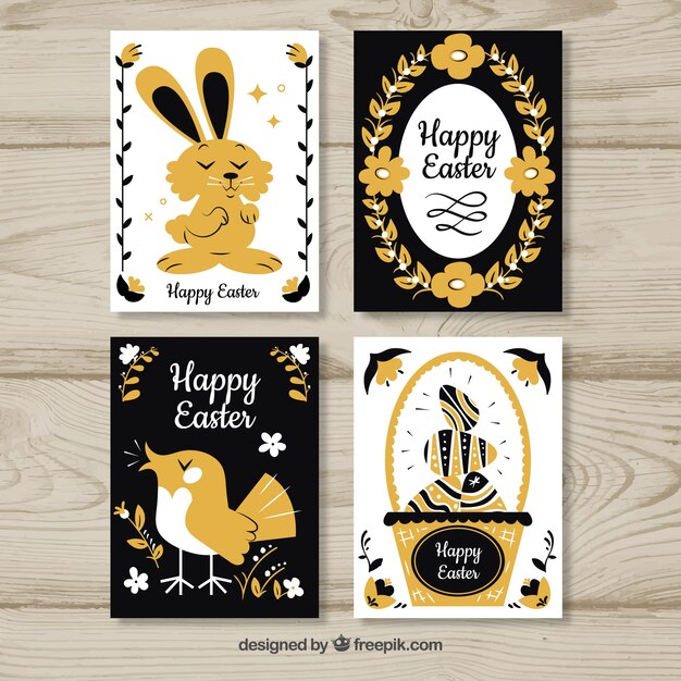 Black & gold easter day card collection