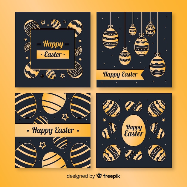 Black and gold easter day card collection