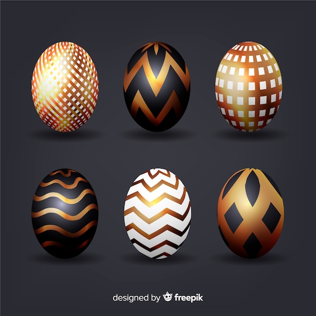 Free vector black and gold easter day egg collection