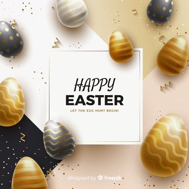 Black and gold happy easter day background