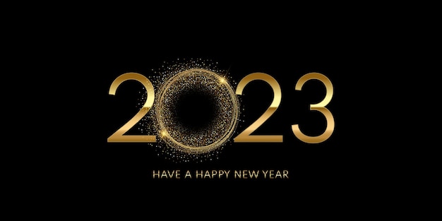 Black and gold Happy New Year banner design