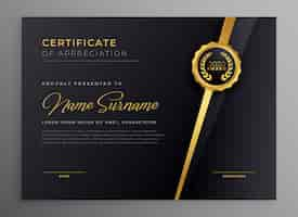 Free vector black and gold multipurpose certificate template design