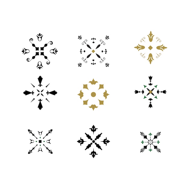 Free Vector black and gold ornamental elements collection