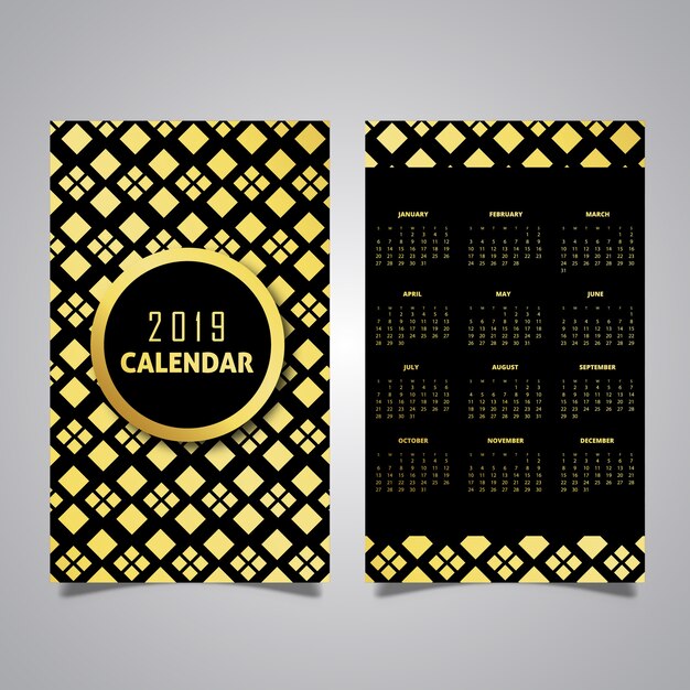 Black & Golden 2019 Pattern Calendar Designs