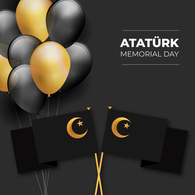 Black and golden ataturk memorial day