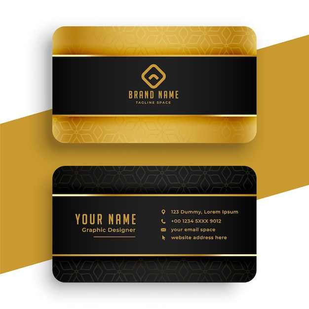 Black and golden business card template design