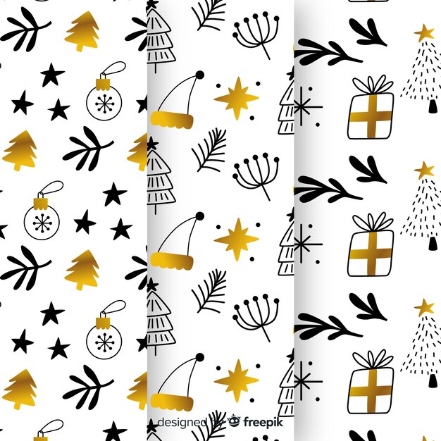 Black & golden christmas pattern collection