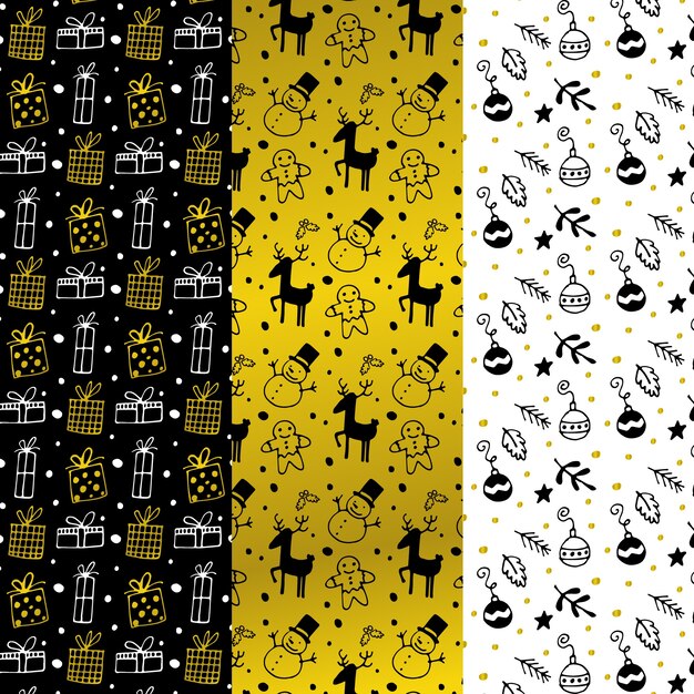 Black & golden christmas pattern collection