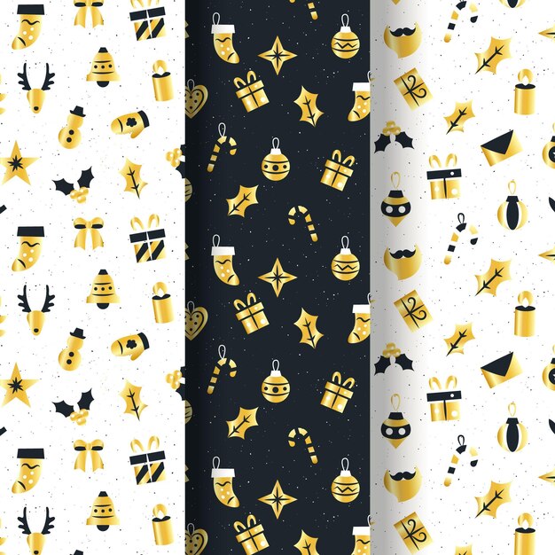 Black and golden christmas pattern collection