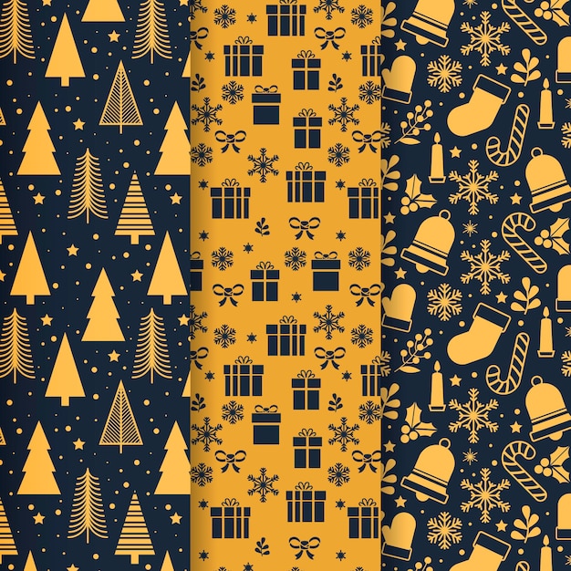 Black & golden christmas pattern collection