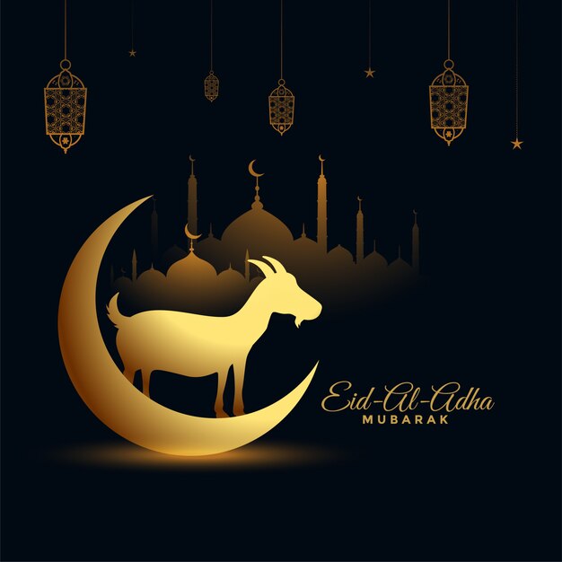 Black and golden Eid al adha bakrid festival background