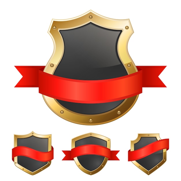 Black golden frame shields with ribbon