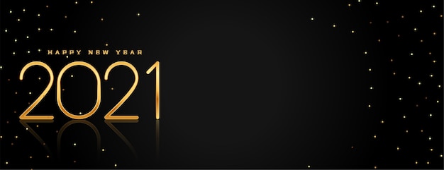 Black and golden happy 2021 new year banner design