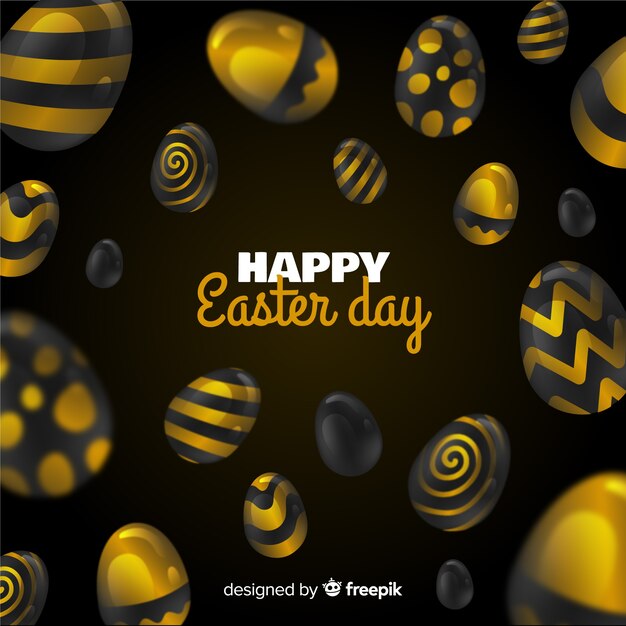 Black and golden happy easter day background