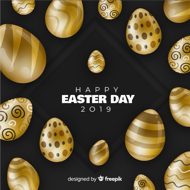 Free Vector black and golden happy easter day background