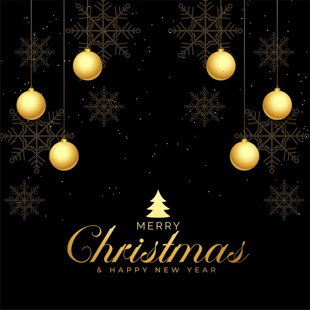 Black and golden merry christmas greeting background design