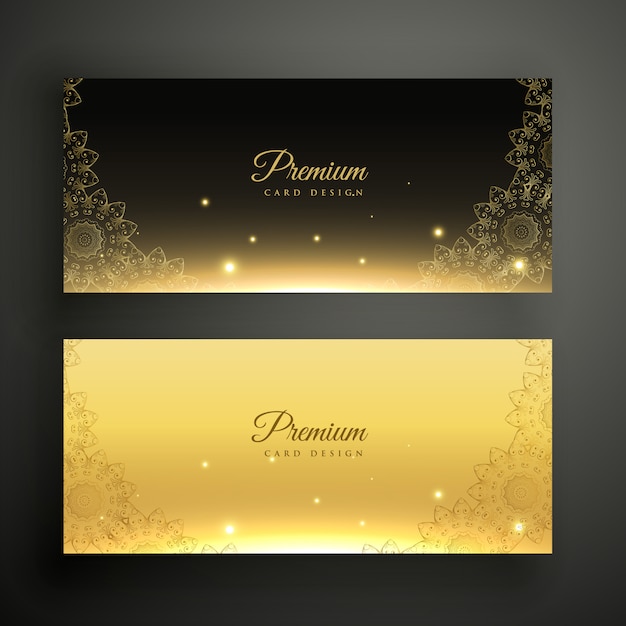 Free vector black and golden ornamental decoration banners