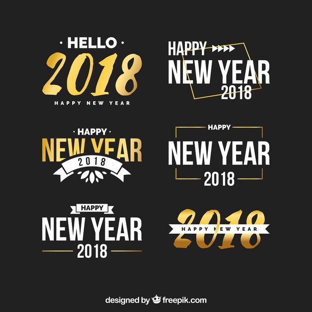 Black and golden stickers for new year