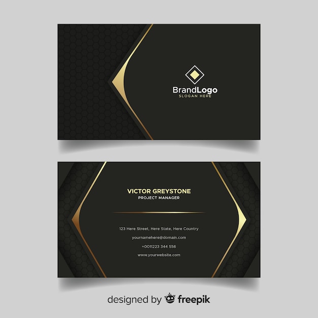 Black and golden visiting card with logo