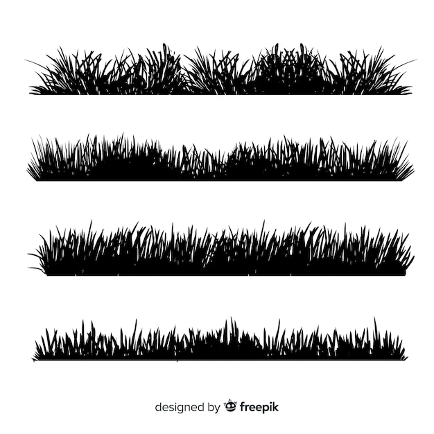 Free Vector black grass border silhouettes collection